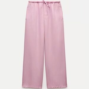 Zara Pink Flowy Wide Leg Drawstring Pants